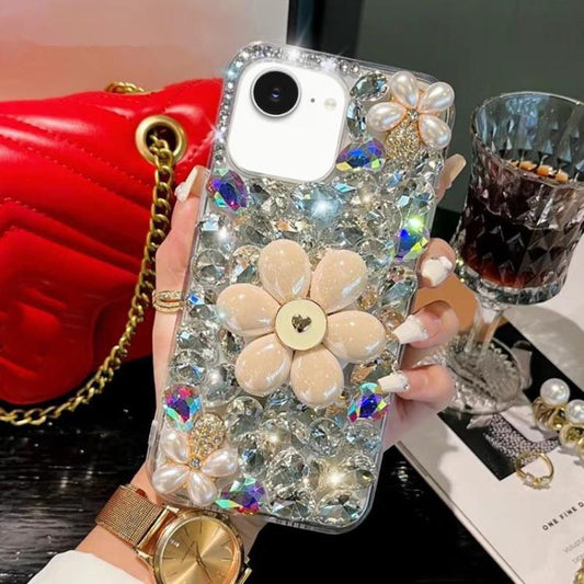 Sunflower Holder Hand-set Diamond PC Phone Case, For iPhone 16e, For iPhone 16 Pro Max, For iPhone 16 Pro, For iPhone 16 Plus, For iPhone 16, For iPhone 15 Pro Max