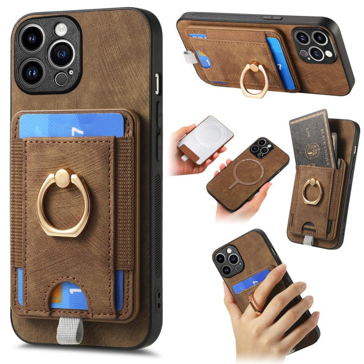 Retro Splitable Magnetic Card Bag Leather Phone Case, For iPhone 16 Pro Max, For iPhone 16 Pro, For iPhone 16 Plus, For  iPhone 16, For iPhone 15 Pro Max