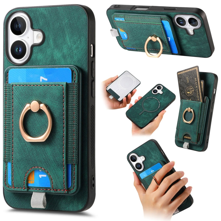 Retro Splitable Magnetic Card Bag Leather Phone Case, For iPhone 16 Pro Max, For iPhone 16 Pro, For iPhone 16 Plus, For  iPhone 16, For iPhone 15 Pro Max