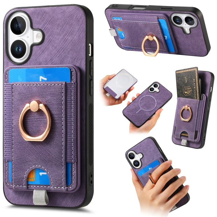 Retro Splitable Magnetic Card Bag Leather Phone Case, For iPhone 16 Pro Max, For iPhone 16 Pro, For iPhone 16 Plus, For  iPhone 16, For iPhone 15 Pro Max