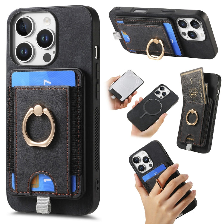 Retro Splitable Magnetic Card Bag Leather Phone Case, For iPhone 16 Pro Max, For iPhone 16 Pro, For iPhone 16 Plus, For  iPhone 16, For iPhone 15 Pro Max