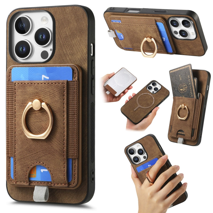 Retro Splitable Magnetic Card Bag Leather Phone Case, For iPhone 16 Pro Max, For iPhone 16 Pro, For iPhone 16 Plus, For  iPhone 16, For iPhone 15 Pro Max