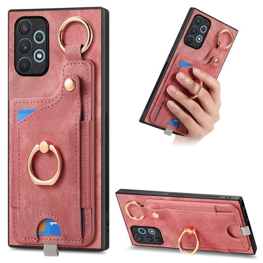 Retro Skin-feel Ring Card Bag Phone Case with Hang Loop, For Samsung Galaxy A73 5G, For Samsung Galaxy A33 5G, For Samsung Galaxy A13 4G, For Samsung Galaxy S22 Ultra 5G