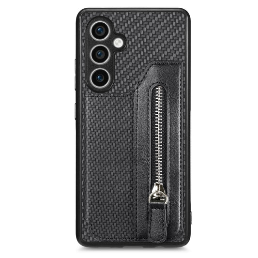 Carbon Fiber Horizontal Flip Zipper Wallet Phone Case, For Samsung Galaxy S23 FE 5G
