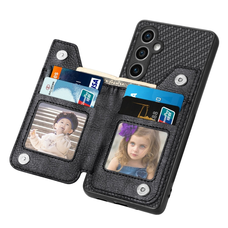 Carbon Fiber Horizontal Flip Zipper Wallet Phone Case, For Samsung Galaxy S23 FE 5G