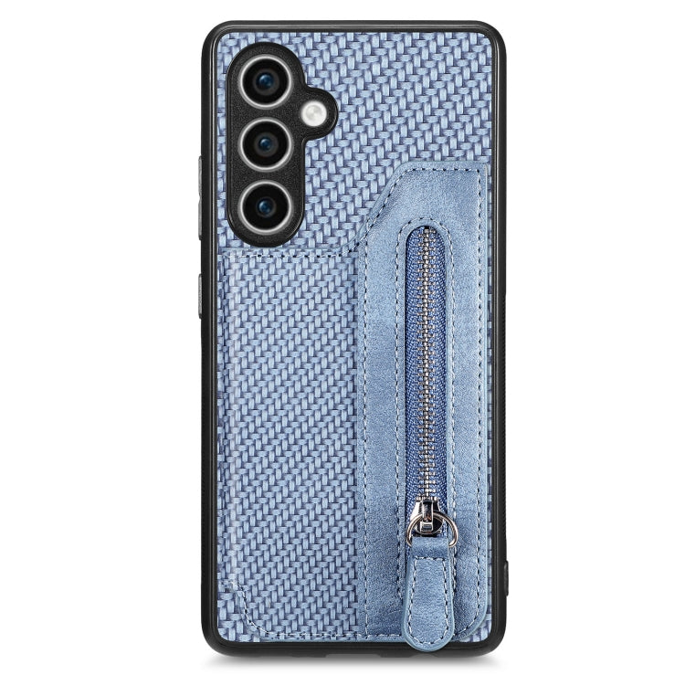 Carbon Fiber Horizontal Flip Zipper Wallet Phone Case, For Samsung Galaxy S23 FE 5G