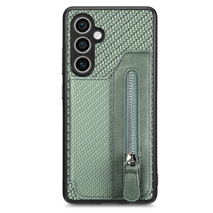 Carbon Fiber Horizontal Flip Zipper Wallet Phone Case, For Samsung Galaxy S23 FE 5G
