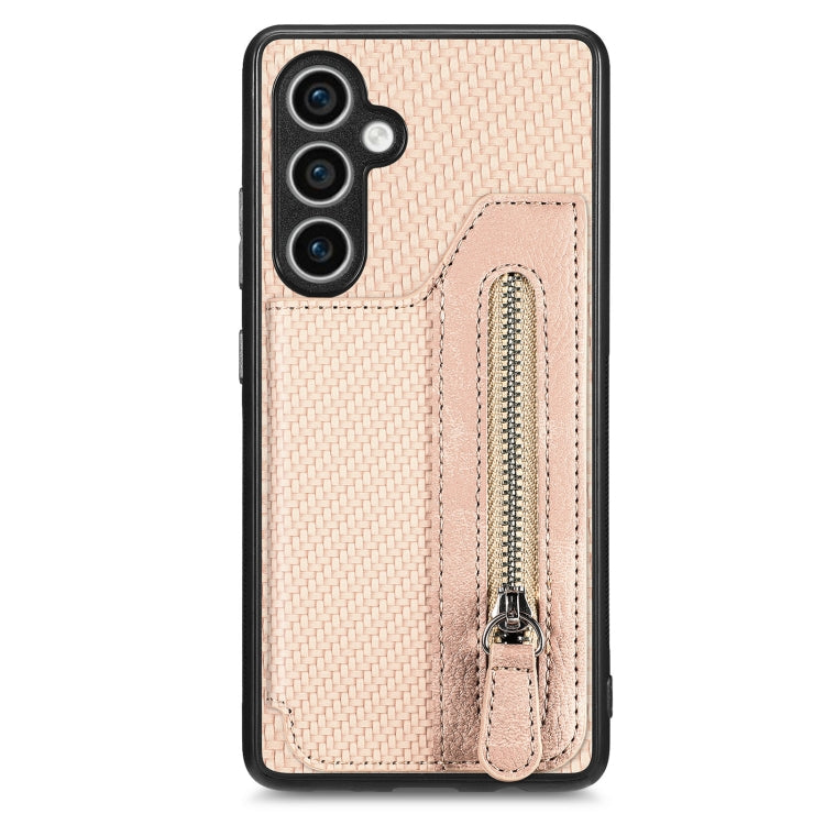 Carbon Fiber Horizontal Flip Zipper Wallet Phone Case, For Samsung Galaxy S23 FE 5G