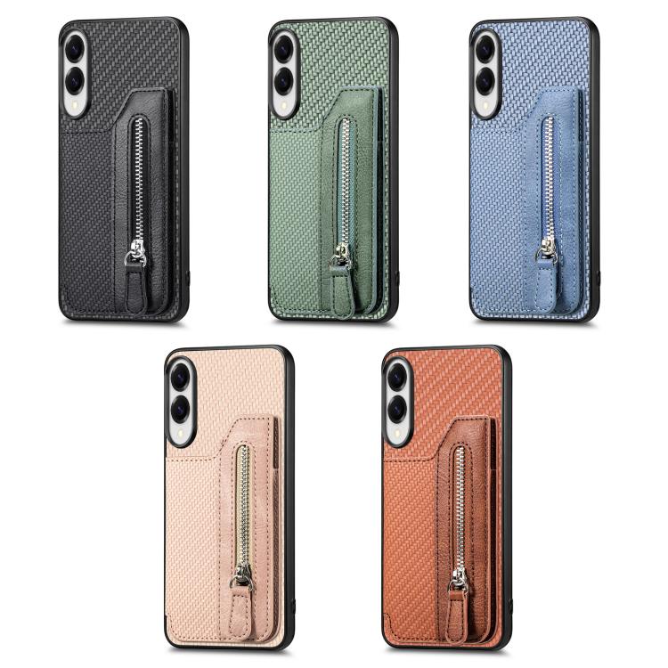 Carbon Fiber Horizontal Flip Zipper Wallet Phone Case, For Samsung Galaxy S23 FE 5G