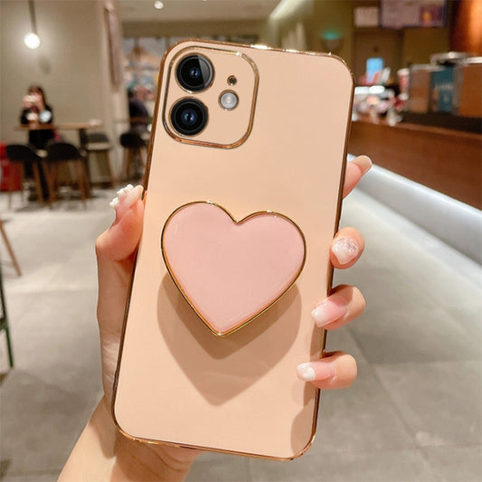 Electroplating Love Heart Holder TPU Phone Case, For iPhone 12, For iPhone 12 Pro Max, For iPhone 12 Pro, For iPhone 12 mini