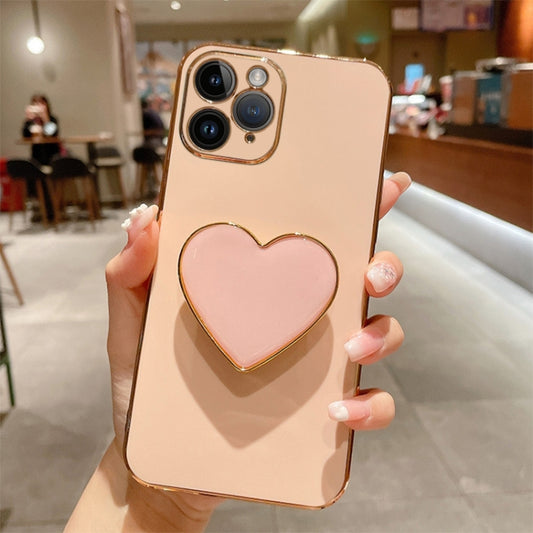 Electroplating Love Heart Holder TPU Phone Case, For iPhone 11 Pro Max, For iPhone 11, For iPhone 11 Pro, For iPhone XR