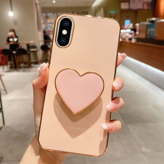 Electroplating Love Heart Holder TPU Phone Case, For iPhone XS Max, For iPhone SE 2022 / 2020 / 7 / 8, For iPhone X / XS, For iPhone 7 Plus / 8 Plus