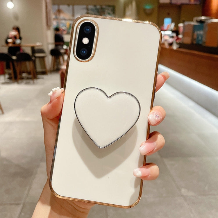 Electroplating Love Heart Holder TPU Phone Case, For iPhone XS Max, For iPhone SE 2022 / 2020 / 7 / 8, For iPhone X / XS, For iPhone 7 Plus / 8 Plus