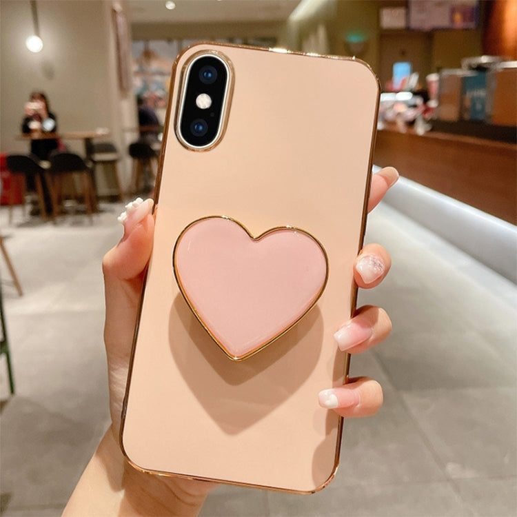 Electroplating Love Heart Holder TPU Phone Case, For iPhone XS Max, For iPhone SE 2022 / 2020 / 7 / 8, For iPhone X / XS, For iPhone 7 Plus / 8 Plus