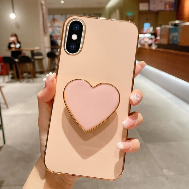 Electroplating Love Heart Holder TPU Phone Case, For iPhone SE 2022 / 2020 / 7 / 8, For iPhone X / XS, For iPhone 7 Plus / 8 Plus