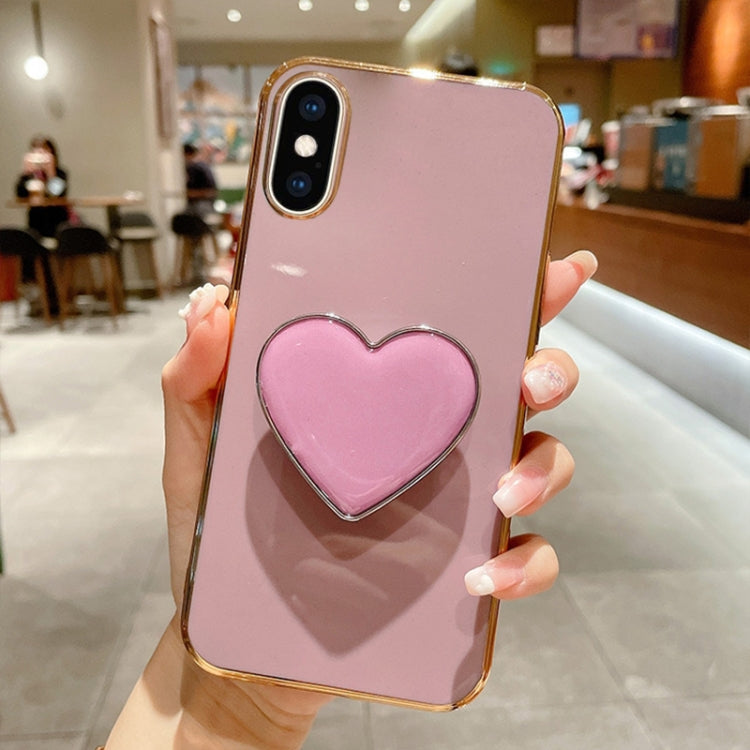 Electroplating Love Heart Holder TPU Phone Case, For iPhone XS Max, For iPhone SE 2022 / 2020 / 7 / 8, For iPhone X / XS, For iPhone 7 Plus / 8 Plus