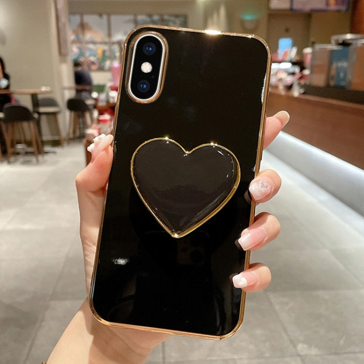Electroplating Love Heart Holder TPU Phone Case, For iPhone XS Max, For iPhone SE 2022 / 2020 / 7 / 8, For iPhone X / XS, For iPhone 7 Plus / 8 Plus