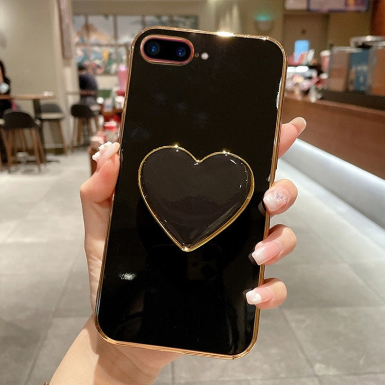 Electroplating Love Heart Holder TPU Phone Case, For iPhone SE 2022 / 2020 / 7 / 8, For iPhone X / XS, For iPhone 7 Plus / 8 Plus