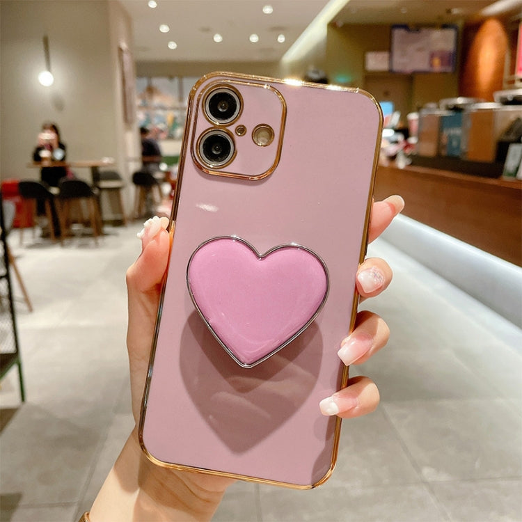 Electroplating Love Heart Holder TPU Phone Case, For iPhone 16 Pro Max, For iPhone 16 Pro, For iPhone 16 Plus, For iPhone 16, For iPhone 15 Pro Max