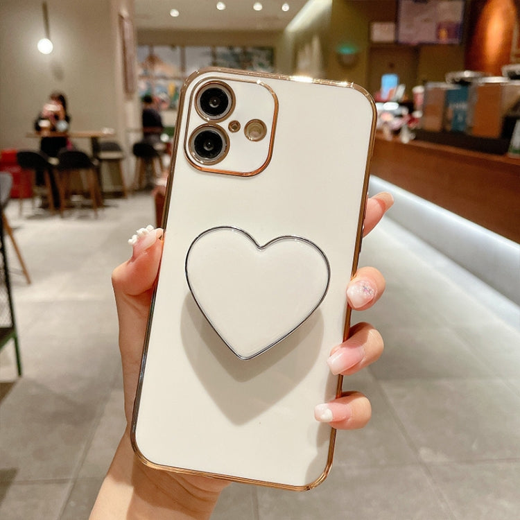 Electroplating Love Heart Holder TPU Phone Case, For iPhone 16 Pro Max, For iPhone 16 Pro, For iPhone 16 Plus, For iPhone 16, For iPhone 15 Pro Max