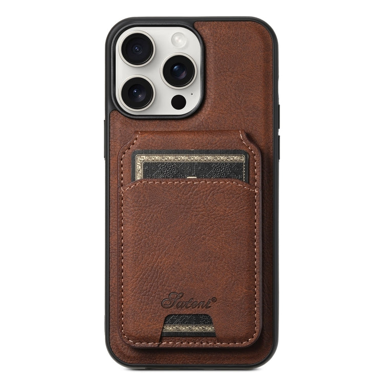 Suteni H16 Litchi Texture Leather Detachable Wallet Back Phone Case, For iPhone 16 Pro Max, For iPhone 16 Pro, For iPhone 16 Plus, For iPhone 16, For iPhone 15 Pro Max, For iPhone 15 Pro, For iPhone 15 Plus, For iPhone 15