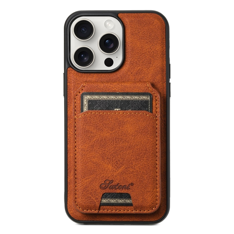 Suteni H16 Litchi Texture Leather Detachable Wallet Back Phone Case, For iPhone 16 Pro Max, For iPhone 16 Pro, For iPhone 16 Plus, For iPhone 16, For iPhone 15 Pro Max, For iPhone 15 Pro, For iPhone 15 Plus, For iPhone 15