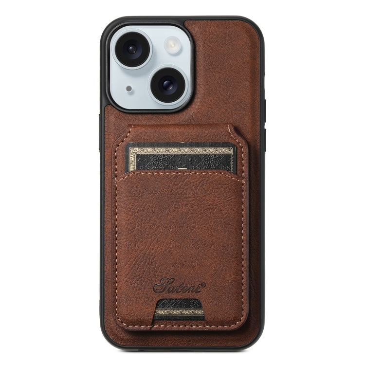 Suteni H16 Litchi Texture Leather Detachable Wallet Back Phone Case, For iPhone 16 Pro Max, For iPhone 16 Pro, For iPhone 16 Plus, For iPhone 16, For iPhone 15 Pro Max, For iPhone 15 Pro, For iPhone 15 Plus, For iPhone 15