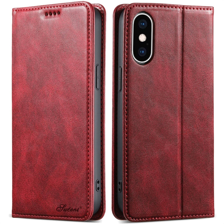 Suteni J02 Oil Wax Wallet Leather Phone Case, For iPhone 7 / 8 / SE 2022, For iPhone X / XS, For iPhone 7 Plus / 8 Plus