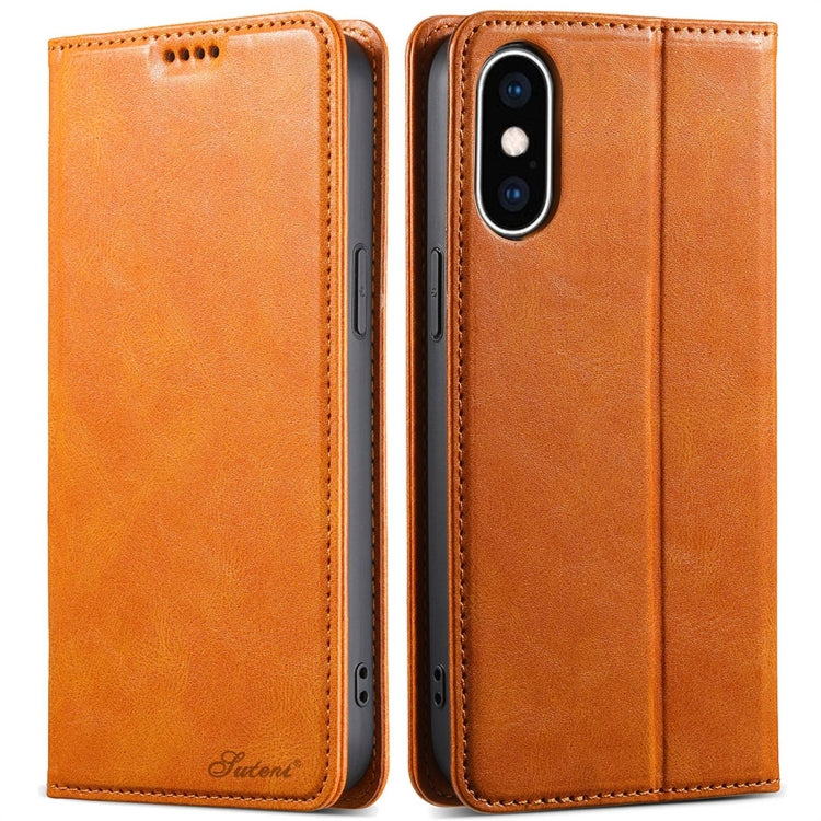 Suteni J02 Oil Wax Wallet Leather Phone Case, For iPhone 7 / 8 / SE 2022, For iPhone X / XS, For iPhone 7 Plus / 8 Plus