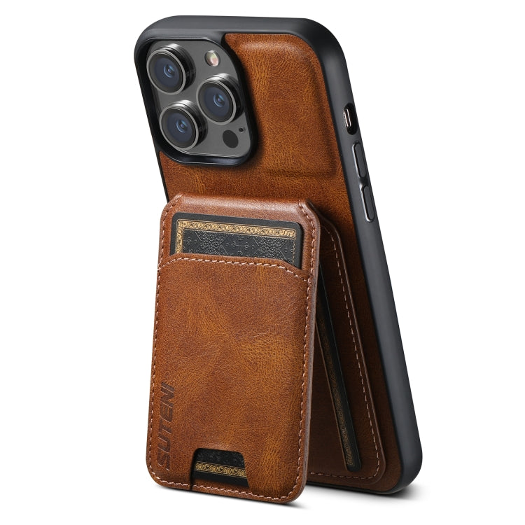 Suteni H02 Leather Wallet Stand Back Phone Case, For iPhone 16 Pro Max, For iPhone 16 Pro, For iPhone 16 Plus, For iPhone 16, For iPhone 15 Pro Max, For iPhone 15 Pro, For iPhone 15 Plus, For iPhone 15, For iPhone 14 Plus, For iPhone 14