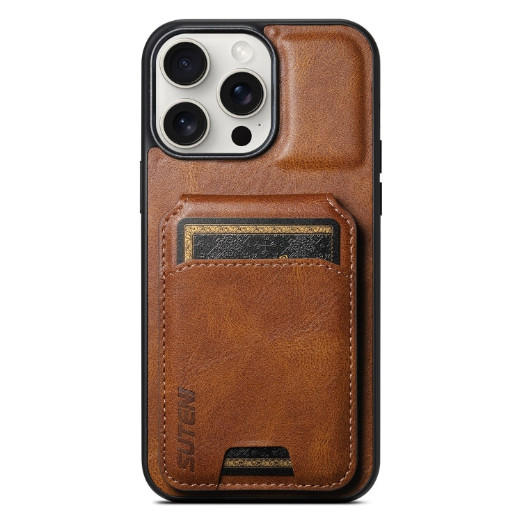 Suteni H02 Leather Wallet Stand Back Phone Case, For iPhone 16 Pro Max, For iPhone 16 Pro, For iPhone 16 Plus, For iPhone 16, For iPhone 15 Pro Max, For iPhone 15 Pro, For iPhone 15 Plus, For iPhone 15, For iPhone 14 Plus, For iPhone 14