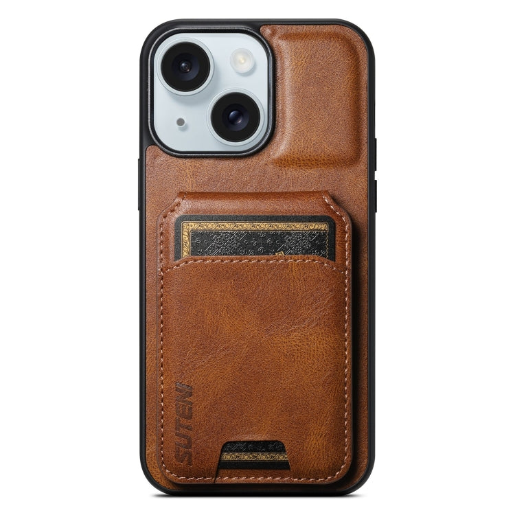 Suteni H02 Leather Wallet Stand Back Phone Case, For iPhone 16 Pro Max, For iPhone 16 Pro, For iPhone 16 Plus, For iPhone 16, For iPhone 15 Pro Max, For iPhone 15 Pro, For iPhone 15 Plus, For iPhone 15, For iPhone 14 Plus, For iPhone 14