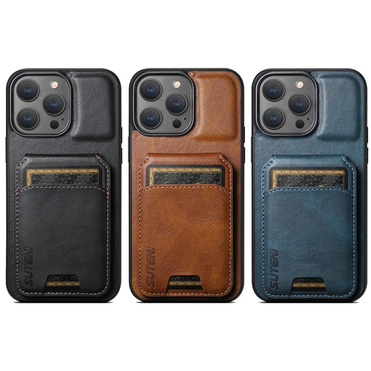 Suteni H02 Leather Wallet Stand Back Phone Case, For iPhone 14 Pro, For iPhone 14 Pro Max, For iPhone 13 Pro Max, For iPhone 13 Pro, For iPhone 13, For iPhone 12 / 12 Pro, For iPhone 12 Pro Max, For iPhone 11 Pro Max, For iPhone 11, For iPhone 11 Pro