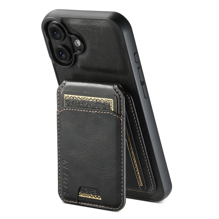 Suteni H02 Leather Wallet Stand Back Phone Case, For iPhone 16 Pro Max, For iPhone 16 Pro, For iPhone 16 Plus, For iPhone 16, For iPhone 15 Pro Max, For iPhone 15 Pro, For iPhone 15 Plus, For iPhone 15, For iPhone 14 Plus, For iPhone 14