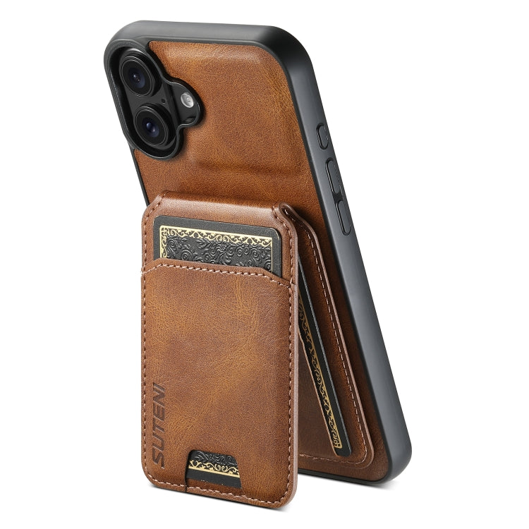 Suteni H02 Leather Wallet Stand Back Phone Case, For iPhone 16 Pro Max, For iPhone 16 Pro, For iPhone 16 Plus, For iPhone 16, For iPhone 15 Pro Max, For iPhone 15 Pro, For iPhone 15 Plus, For iPhone 15, For iPhone 14 Plus, For iPhone 14