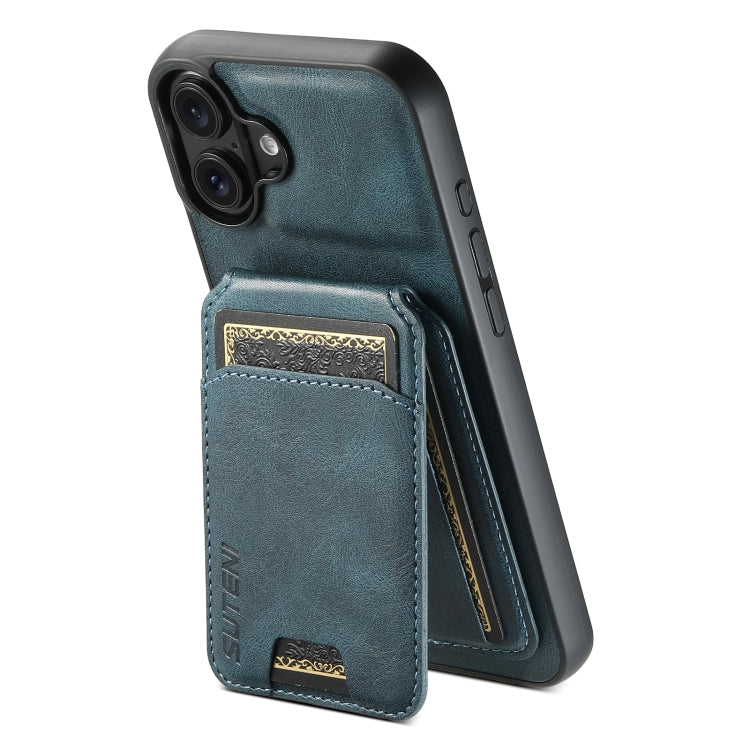 Suteni H02 Leather Wallet Stand Back Phone Case, For iPhone 16 Pro Max, For iPhone 16 Pro, For iPhone 16 Plus, For iPhone 16, For iPhone 15 Pro Max, For iPhone 15 Pro, For iPhone 15 Plus, For iPhone 15, For iPhone 14 Plus, For iPhone 14