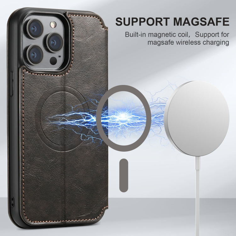 Suteni J05 Leather Magnetic MagSafe Phone Case, For iPhone 16 Pro Max, For iPhone 16 Pro, For iPhone 16 Plus, For iPhone 16, For iPhone 15 Pro Max, For iPhone 15 Pro, For iPhone 15 Plus, For iPhone 15