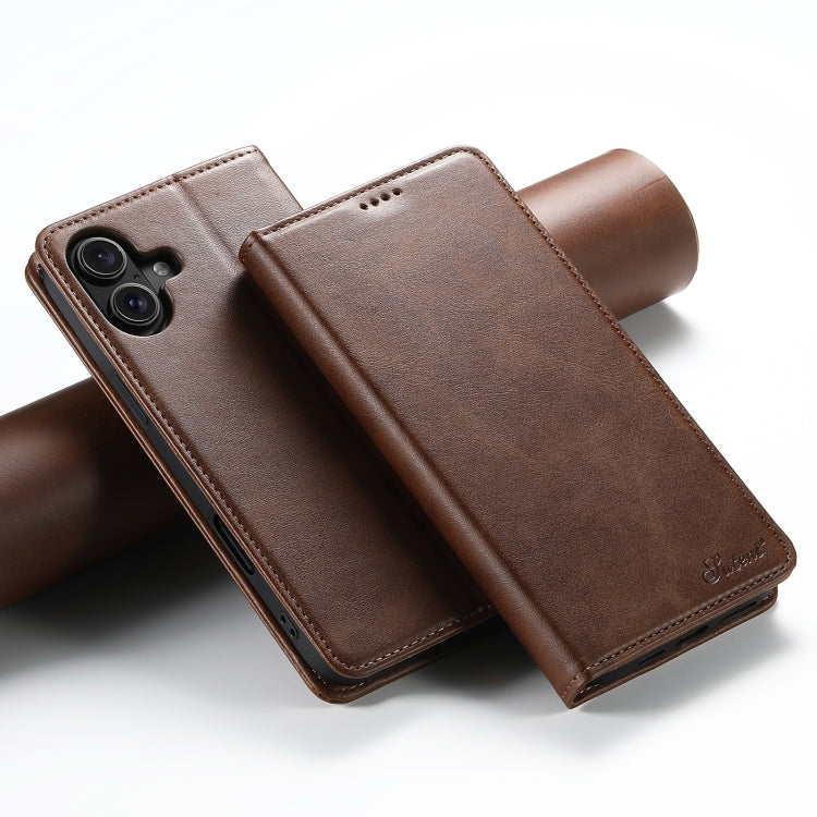 Suteni Calf Texture Horizontal Flip Leather Phone Case, For iPhone 16 Pro Max, For iPhone 16 Pro, For iPhone 16 Plus, For iPhone 16, For iPhone 15 Pro Max, For iPhone 15 Pro, For iPhone 15 Plus, For iPhone 15