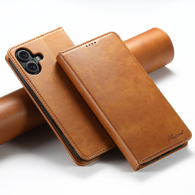 Suteni Calf Texture Horizontal Flip Leather Phone Case, For iPhone 16 Pro Max, For iPhone 16 Pro, For iPhone 16 Plus, For iPhone 16, For iPhone 15 Pro Max, For iPhone 15 Pro, For iPhone 15 Plus, For iPhone 15