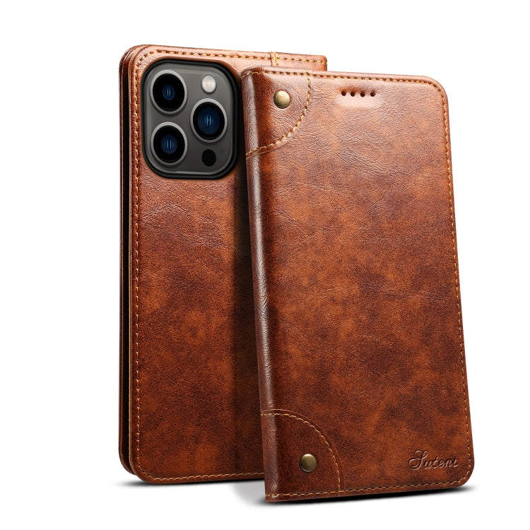 Suteni Baroque Calf Texture Buckle Wallet Leather Phone Case, For iPhone 16 Pro Max, For iPhone 16 Pro, For iPhone 16 Plus, For iPhone 16, For iPhone 15 Pro Max, For iPhone 15 Pro