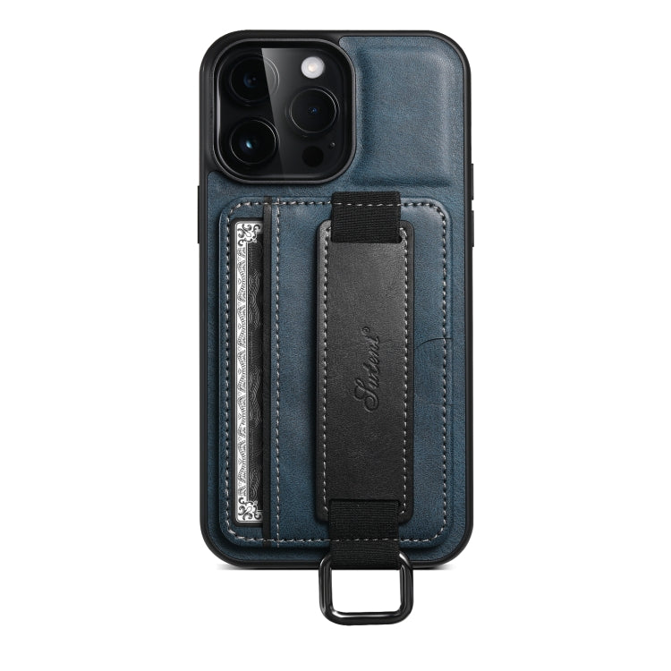 Suteni H13 Card Wallet Wrist Strap Holder PU Phone Case, For iPhone 16 Pro Max, For iPhone 16 Pro, For iPhone 16 Plus, For iPhone 16, For iPhone 15 Pro Max, For iPhone 15 Pro, For iPhone 15 Plus, For iPhone 15