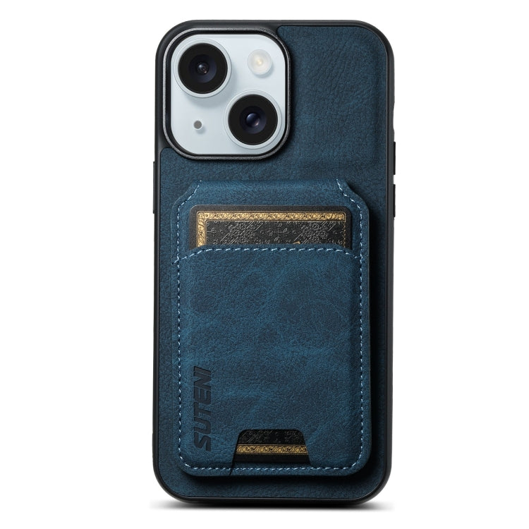 Suteni H02 Litchi Leather Card Wallet Stand Back Phone Case, For iPhone 15, For iPhone 14 Plus, For iPhone 14, For iPhone 14 Pro