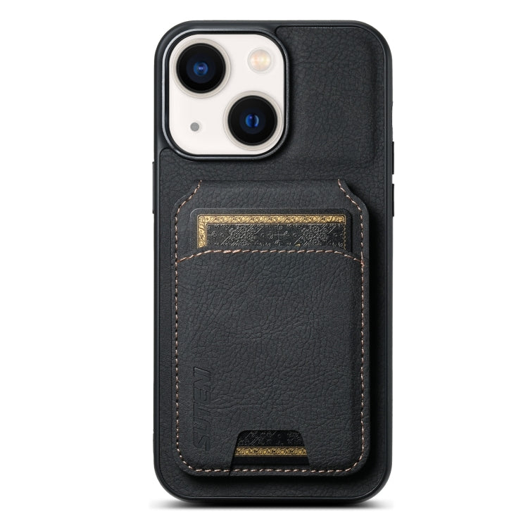 Suteni H02 Litchi Leather Card Wallet Stand Back Phone Case, For iPhone 15, For iPhone 14 Plus, For iPhone 14, For iPhone 14 Pro