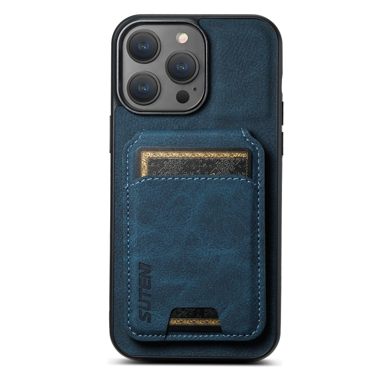 Suteni H02 Litchi Leather Card Wallet Stand Back Phone Case, For iPhone 15, For iPhone 14 Plus, For iPhone 14, For iPhone 14 Pro