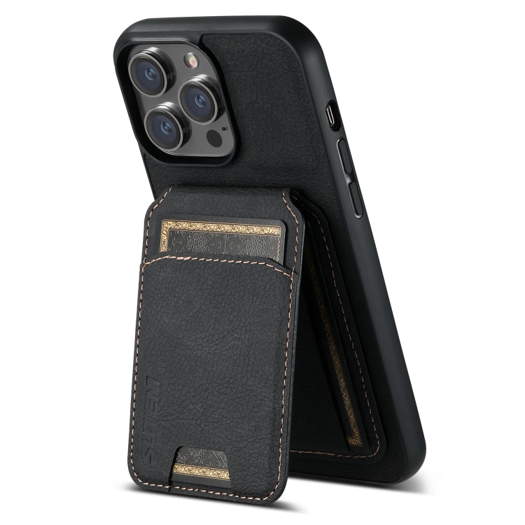 Suteni H02 Litchi Leather Card Wallet Stand Back Phone Case, For iPhone 13 Pro Max, For iPhone 13 Pro, For iPhone 13, For iPhone 12 / 12 Pro, For iPhone 12 Pro Max, For iPhone 11 Pro Max