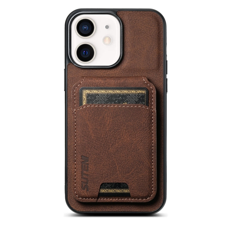 Suteni H02 Litchi Leather Card Wallet Stand Back Phone Case, For iPhone 13 Pro Max, For iPhone 13 Pro, For iPhone 13, For iPhone 12 / 12 Pro, For iPhone 12 Pro Max, For iPhone 11 Pro Max