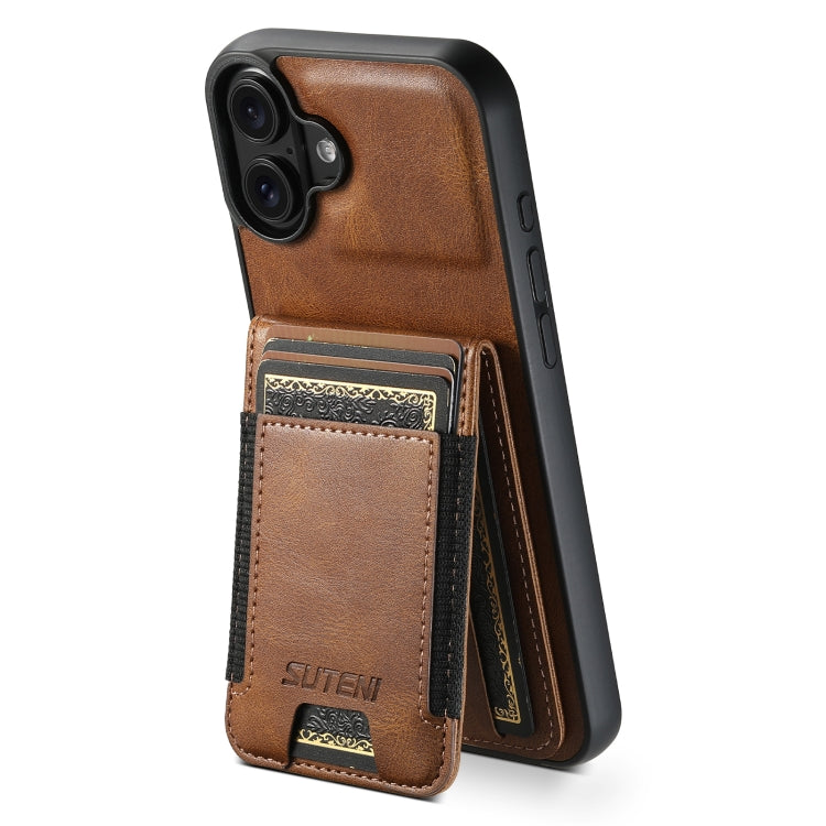 Suteni H03 Oil Wax Leather Wallet Stand Back Phone Case, For iPhone 16 Pro Max, For iPhone 16 Pro, For iPhone 16 Plus, For iPhone 16, For iPhone 15 Pro Max, For iPhone 15 Pro, For iPhone 15 Plus, For iPhone 15, For iPhone 14 Plus, For iPhone 14