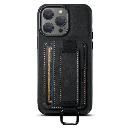 Suteni H13 Litchi Leather Wrist Strap Wallet Back Phone Case, For iPhone 15, For iPhone 14 Plus, For iPhone 14, For iPhone 14 Pro