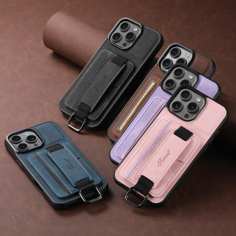 Suteni H13 Litchi Leather Wrist Strap Wallet Back Phone Case, For iPhone 13 Pro Max, For iPhone 13 Pro, For iPhone 13, For iPhone 12 / 12 Pro, For iPhone 12 Pro Max, For iPhone 11 Pro Max