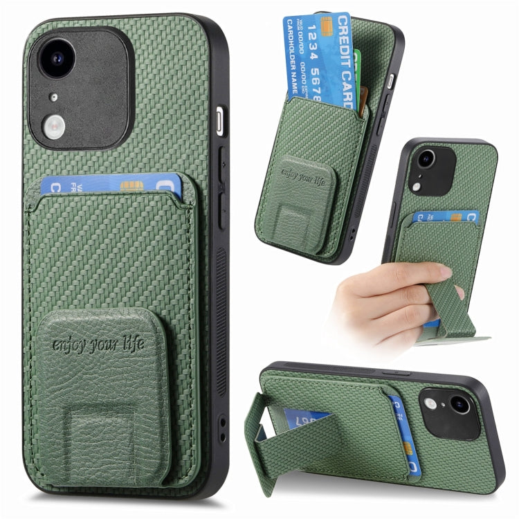 Carbon Fiber Card Bag Fold Stand Phone Case